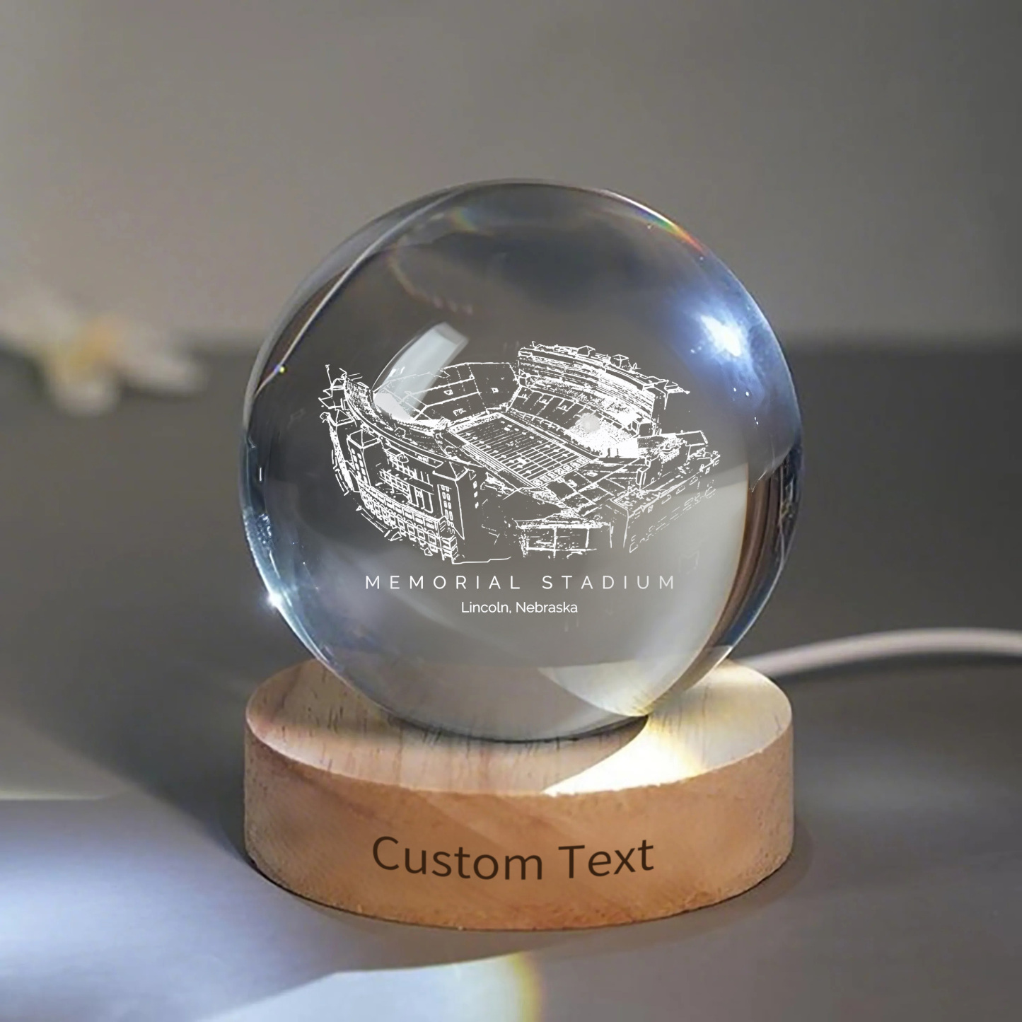 Memorial Stadium (Lincoln) 3D Spherical Crystal Ball Lamp