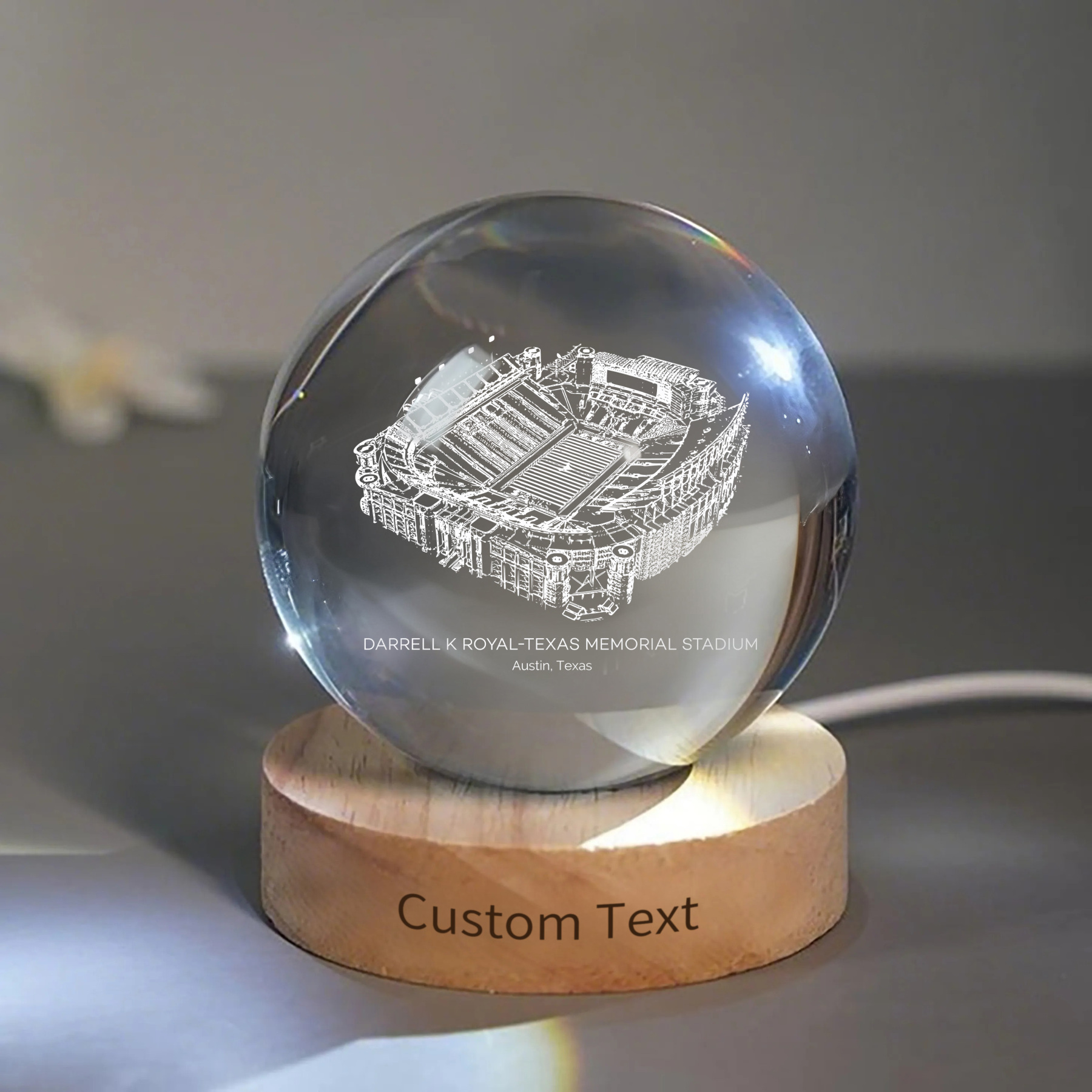 Darrell K Royal-Texas Memorial Stadium 3D Spherical Crystal Ball Lamp