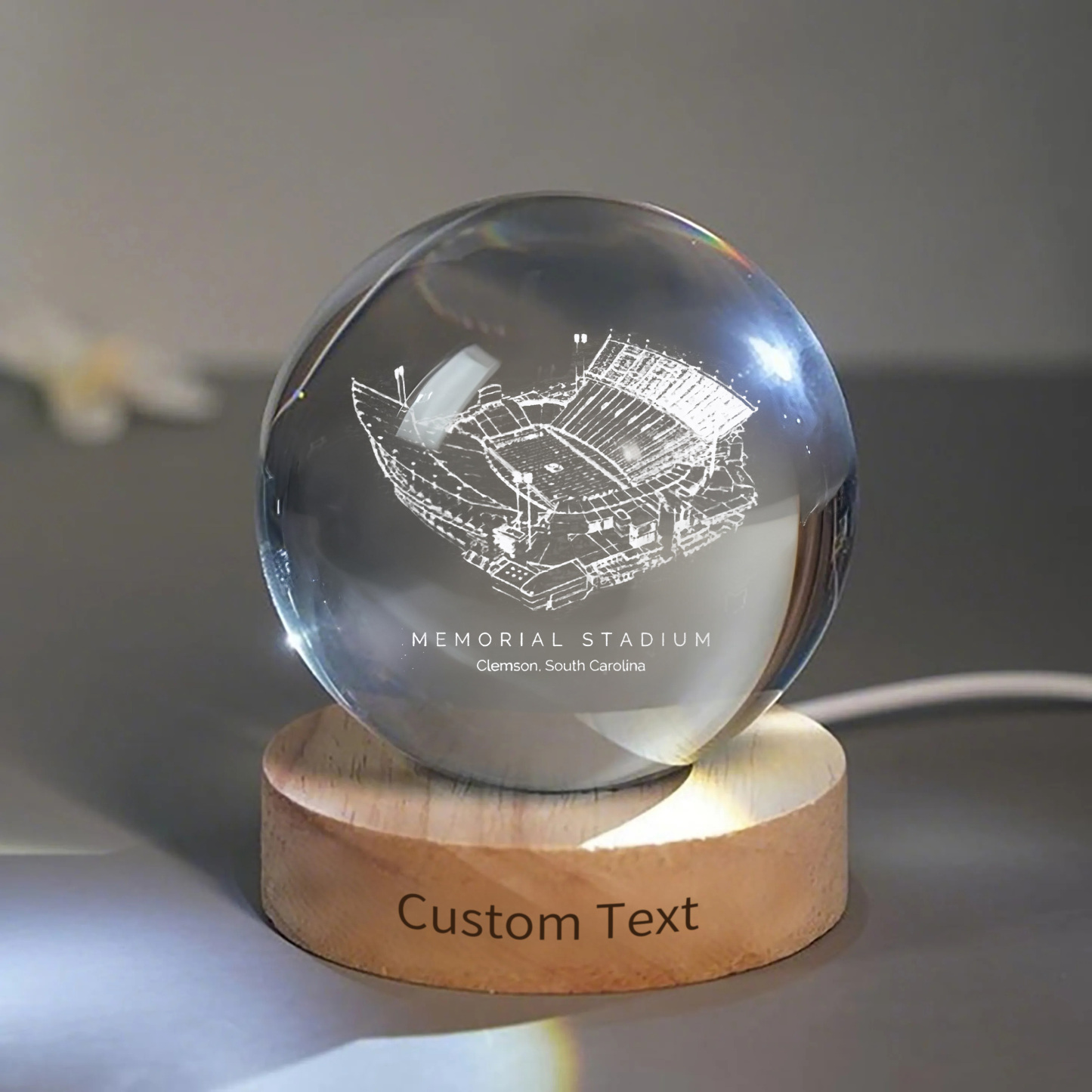 Memorial Stadium (Clemson) 3D Spherical Crystal Ball Lamp