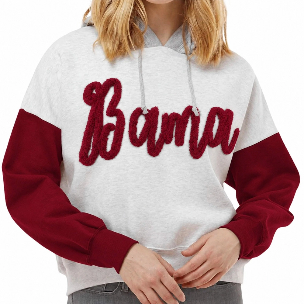 Custom Two Tone Color Block Chenille Letter Embroidered Hoodie - Personalized Gifts for Sports Lovers