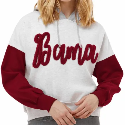 Custom Two Tone Color Block Chenille Letter Embroidered Hoodie - Personalized Gifts for Sports Lovers