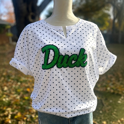 Custom Handmade Polka Dot Shirt, Glitter Embroidery Team Name Sweatshirt, Game Day Mom