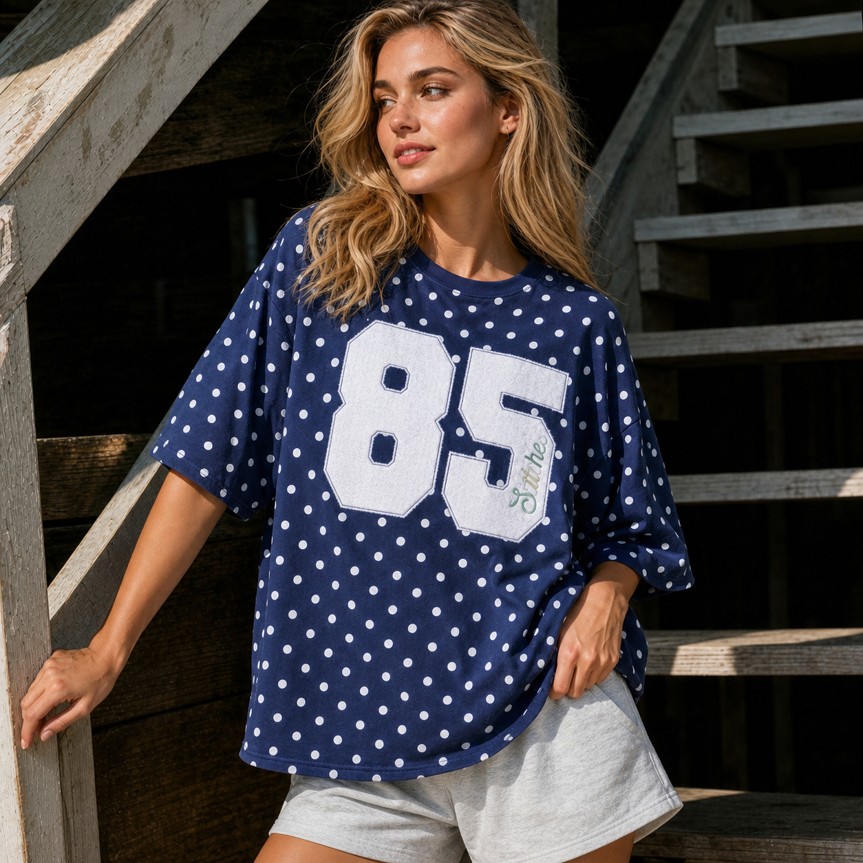 Personalized Polka Dot T-shirt, Custom Sports Number & Team/Player Name Embroidery, Game Day Wear