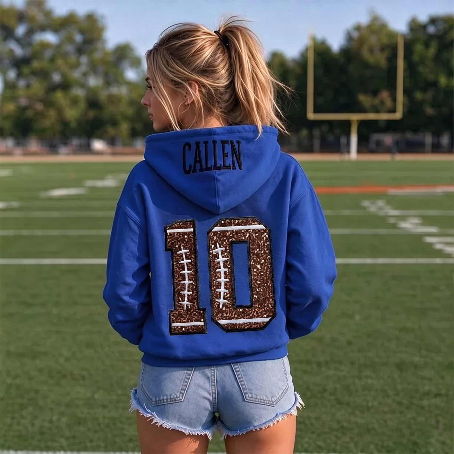 Custom Embroidered Hoodie, Personalized Name Baseball Sequin Number Sports Pullover for Women