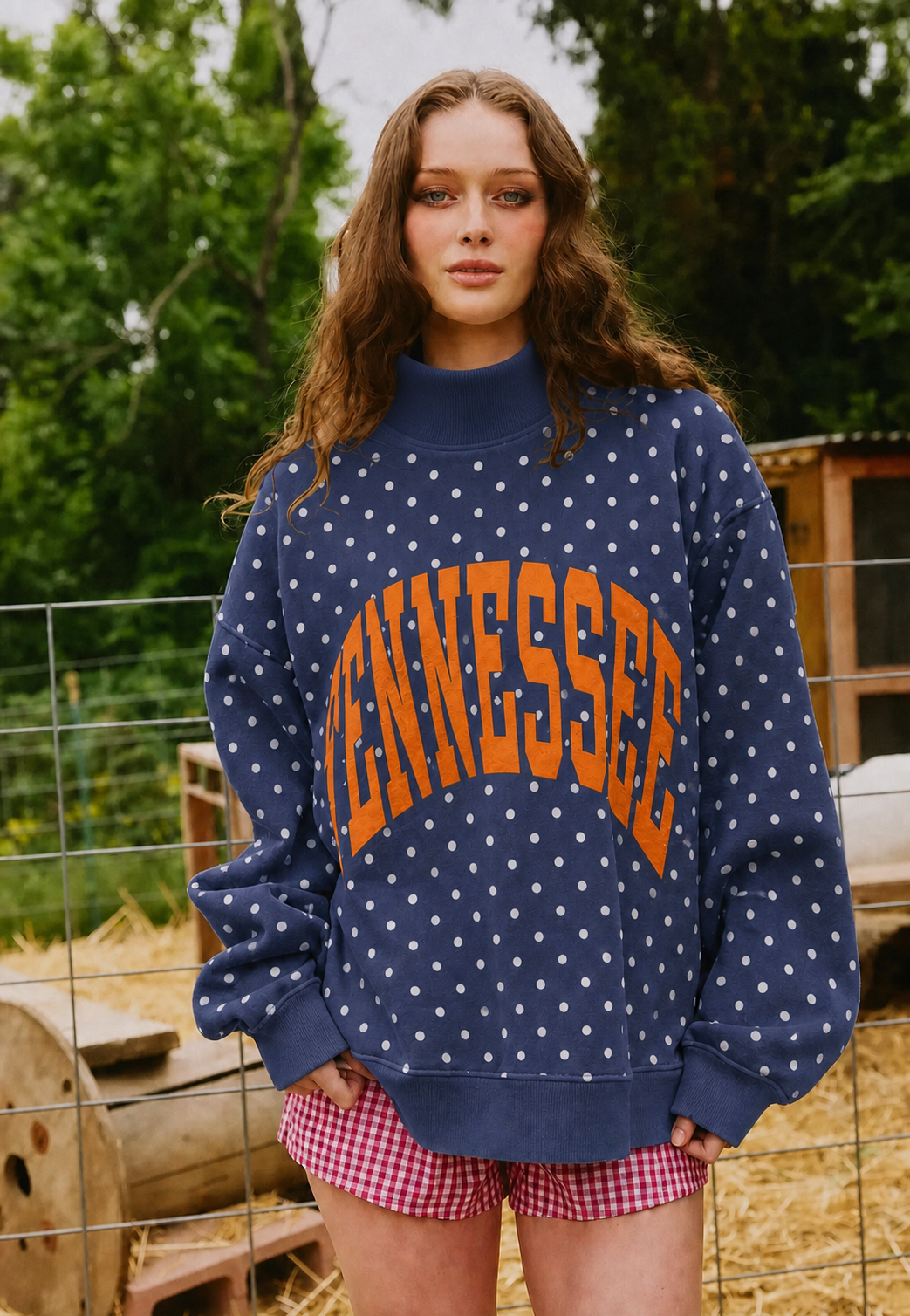 Custom College Print Team Name Stand-up Collar Polka Dot Sweatshirt | Sports Gifts | Game Day Wear