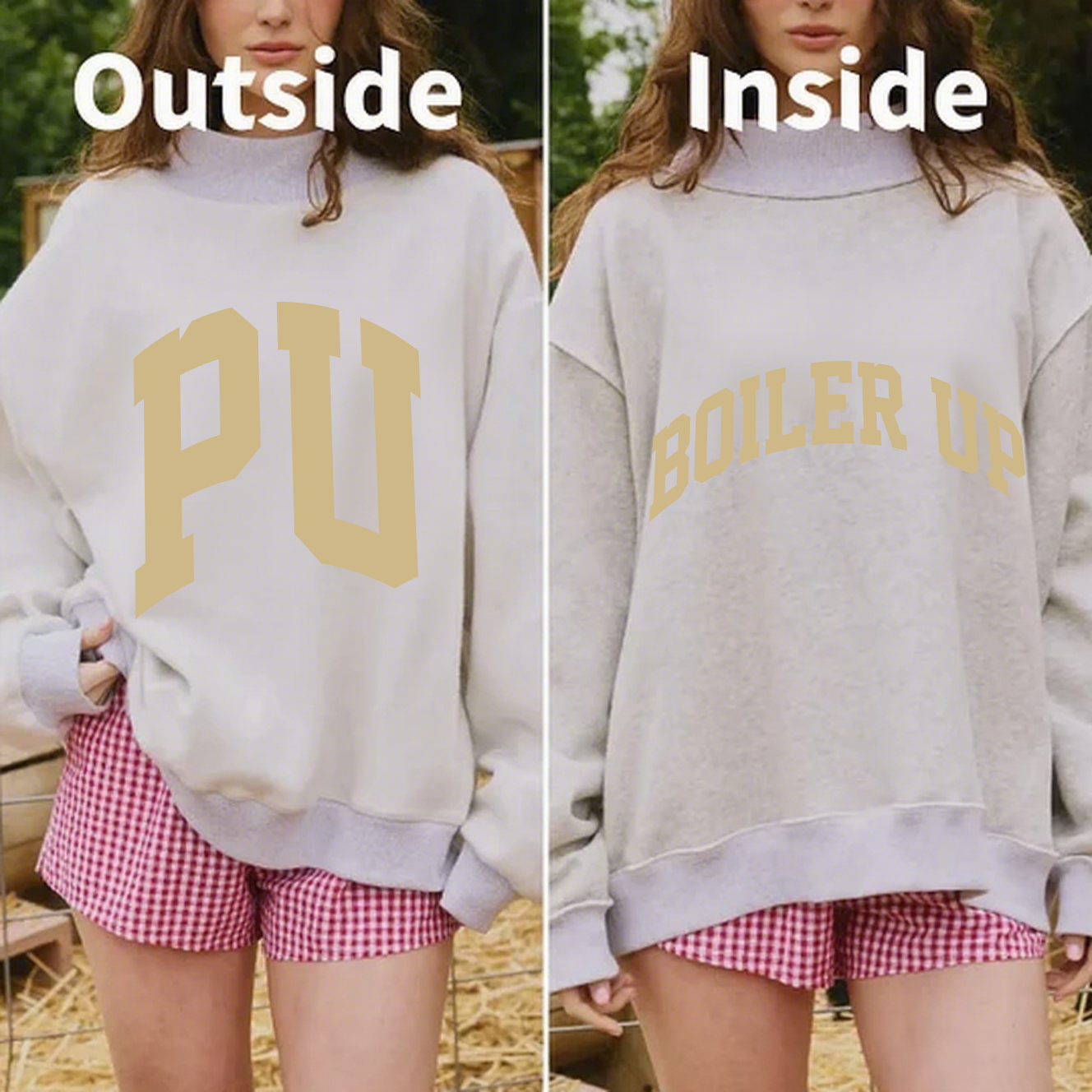Boiler Up/PUGame Day Mock Neck Reversible Sweatshirt