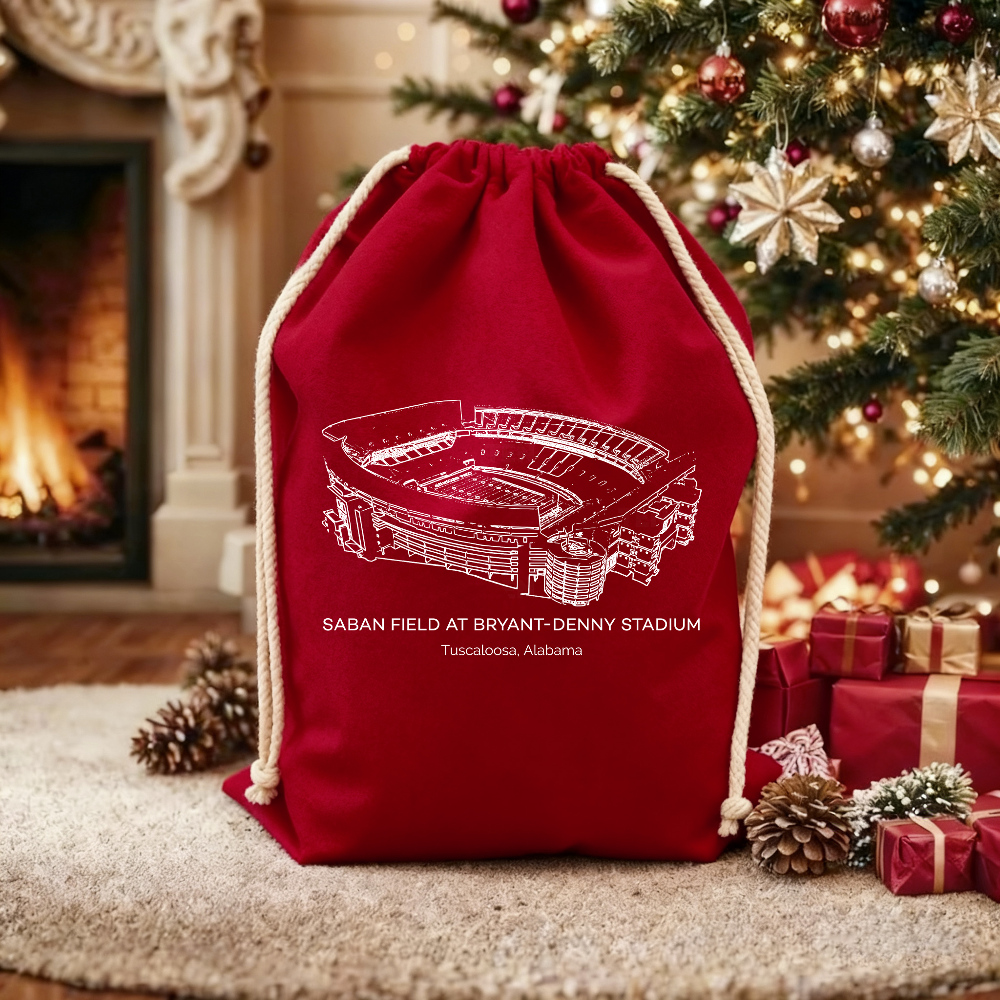 Saban Field at Bryant-Denny Stadium Drawstring Gift Bag, Christmas Gift