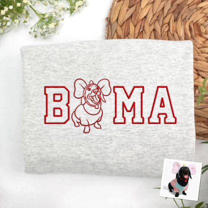 Custom Alabama Embroidered Sweatshirt – Personalized College Spirit Wear, Pet Protrait Embroidered Sweatshirt, Game Day Outfit