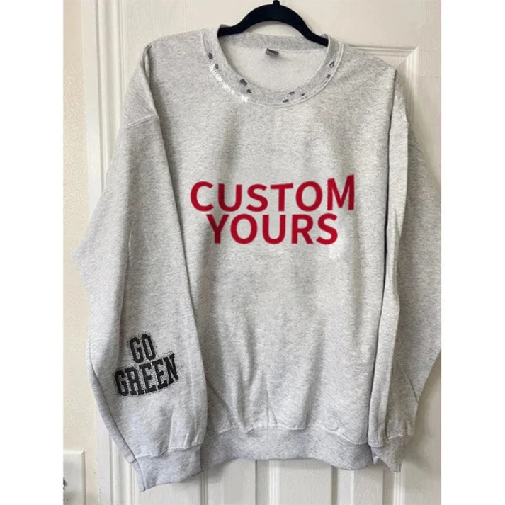 Mountain America Stadium - Unisex Distressed Monogram Collar Sleeve Embroidery Chain Stitch Sweatshirt