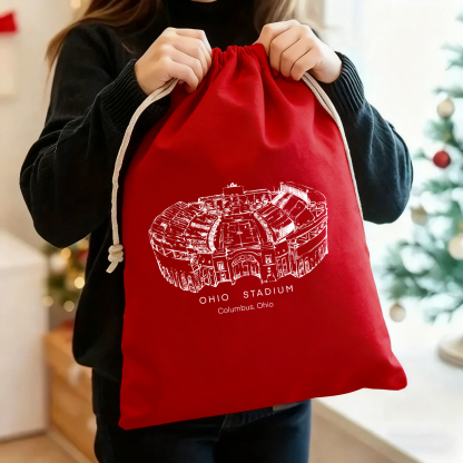 Ohio Stadium Drawstring Gift Bag, Christmas Gift