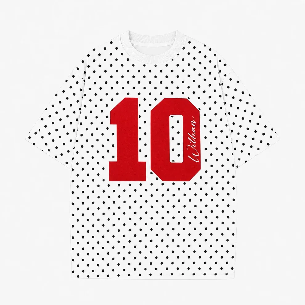 Personalized Player Number Player Name 3D Puff Print Game Day Polka Dot T-shirt, Game Day Wear
