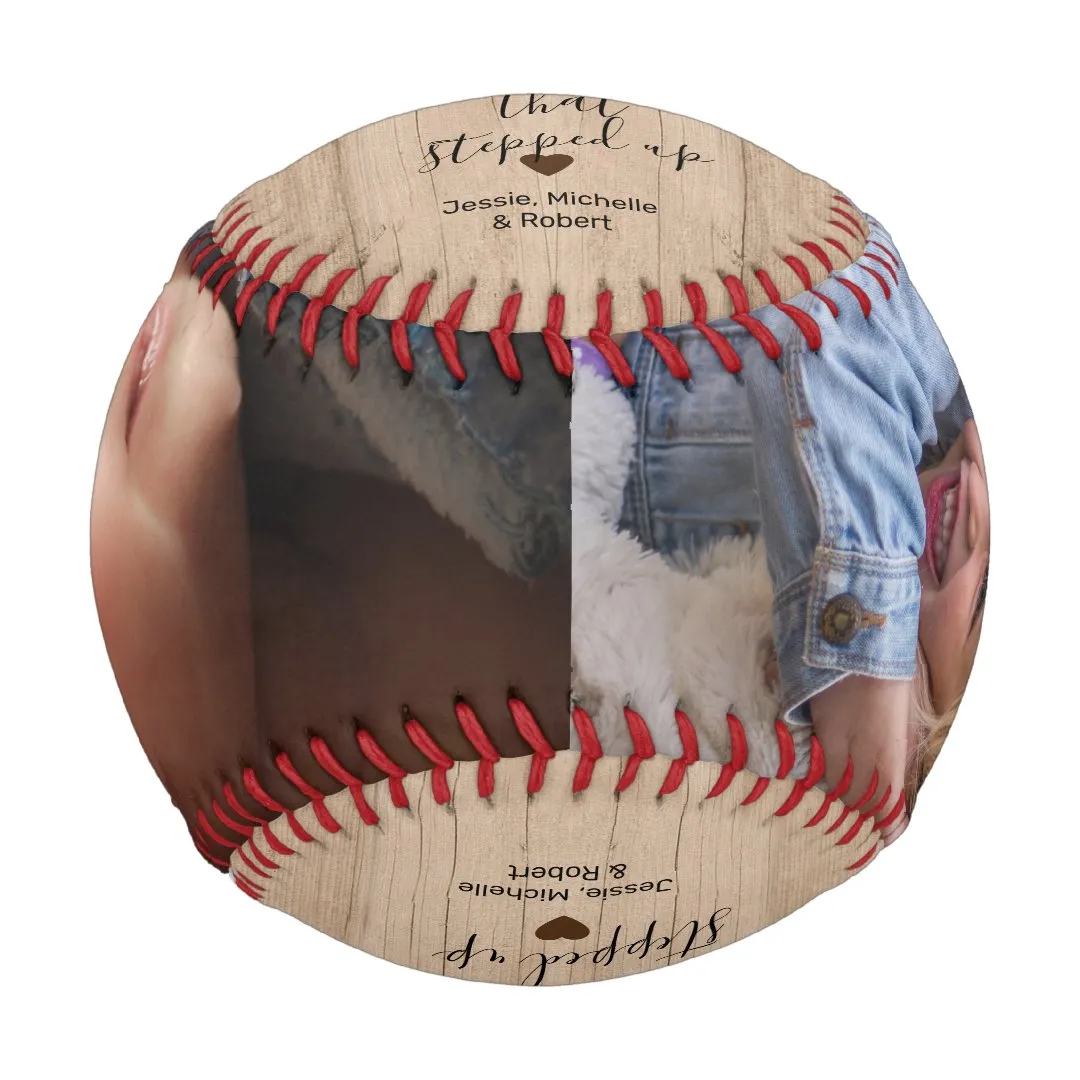 Rustic Stepped Up Dad Father's Day Photo Baseball