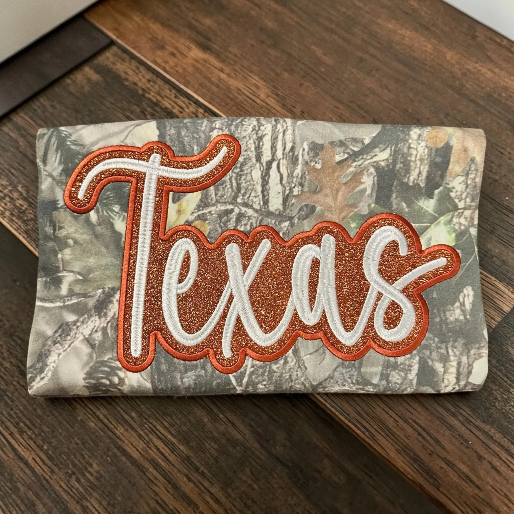 Custom Camo Glitter Team Embroidered Sweatshirt & Tee ＆ Hoodie