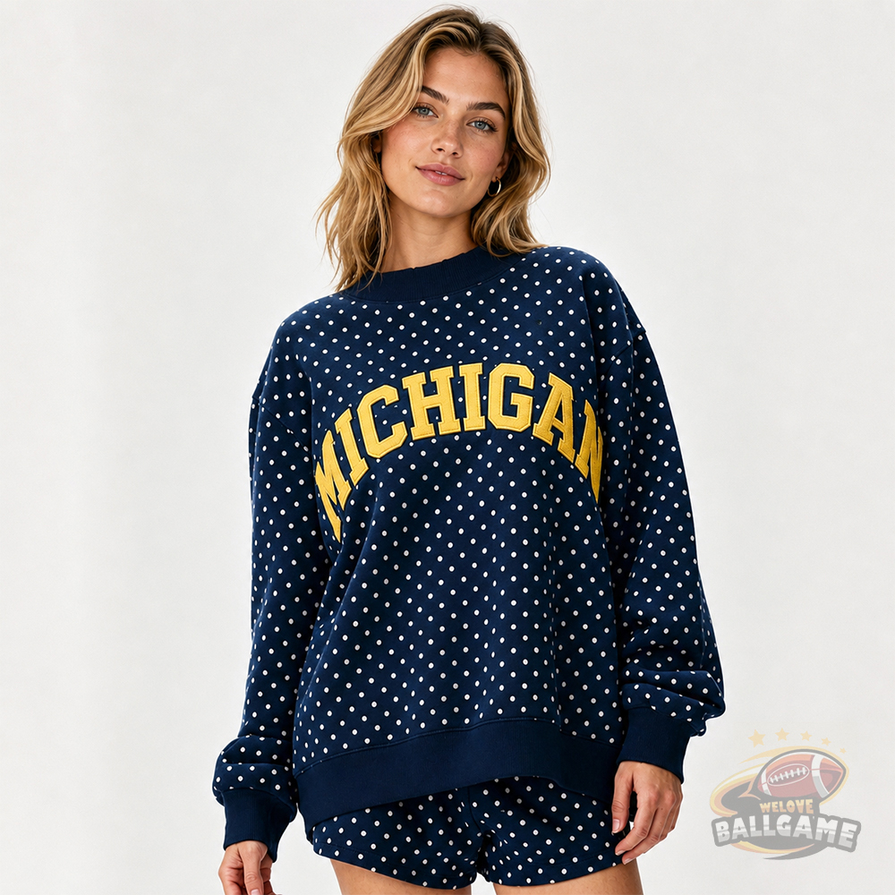 Custom College Team Polka Dot Embroidered Mockneck, Game Day Wear