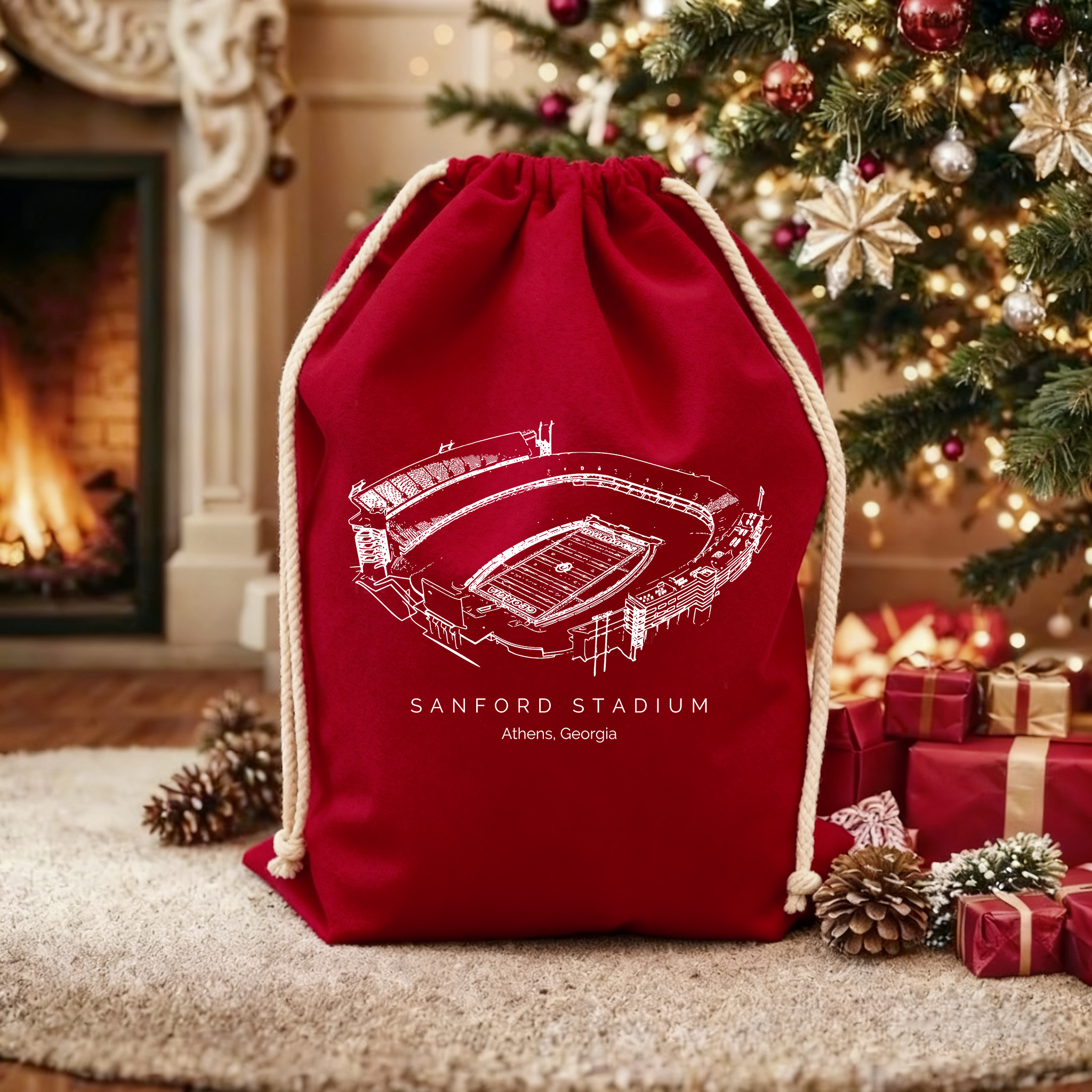 Sanford Stadium Drawstring Gift Bag, Christmas Gift
