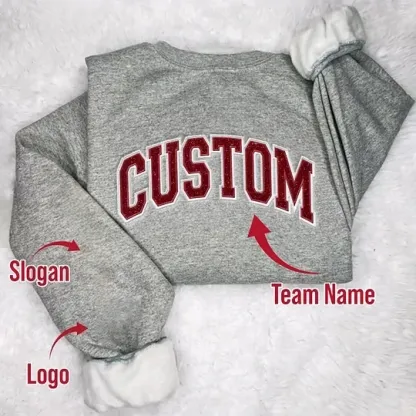 Custom Team Glitter Embroidered Sweatshirt Hoodie T-shirt