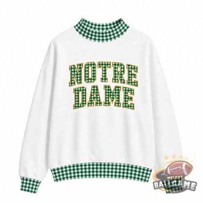 Custom Notre Dame Patchwork Fabric College Team Embroidered Mockneck