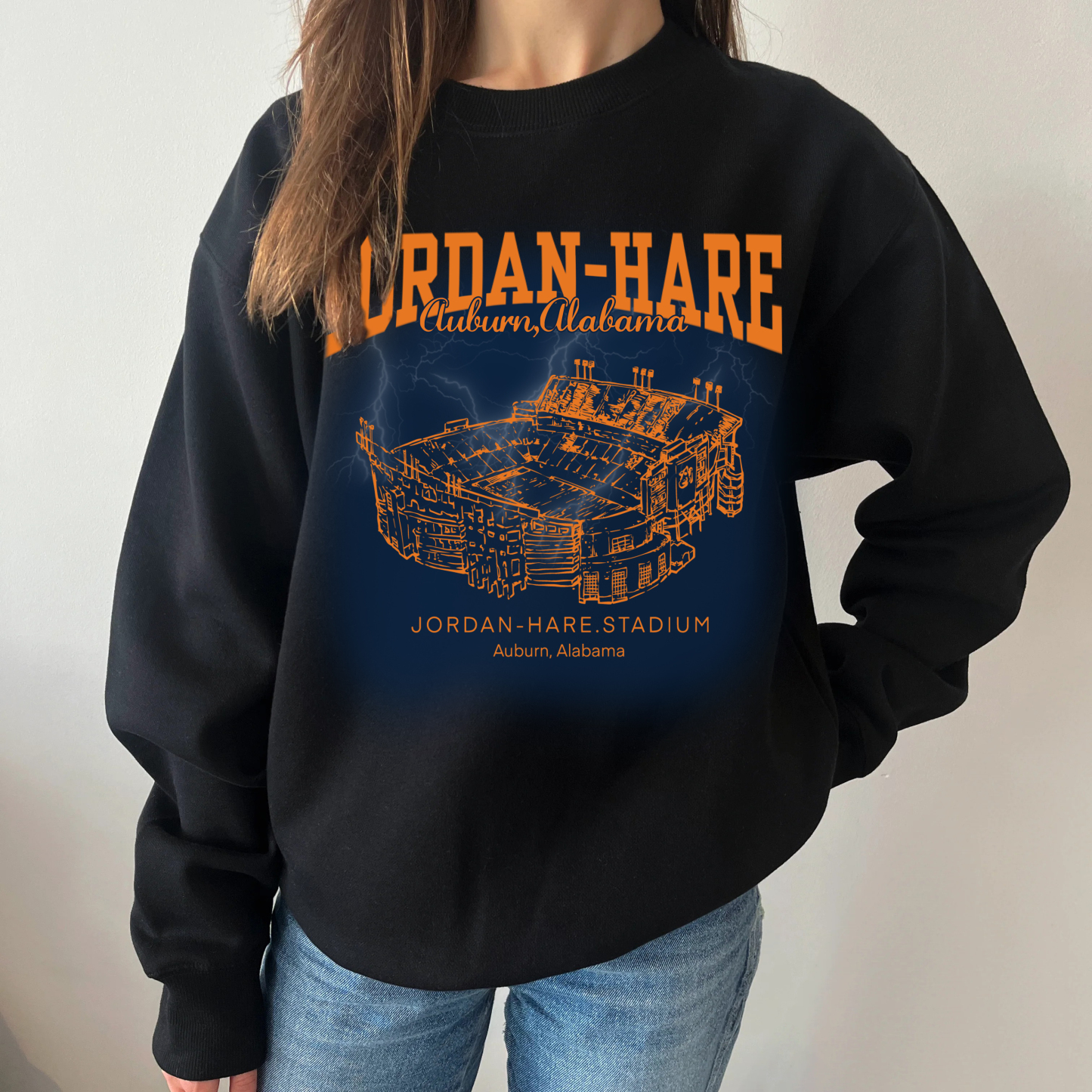 Retro Jordan-Hare Stadium - Auburn Tigers football Printing Unisex Crewneck Sweatshirt