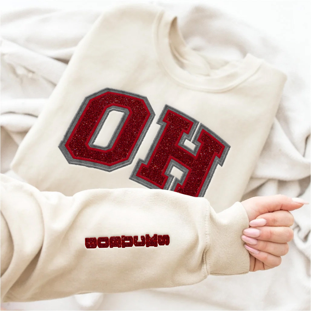 Ohio State Buckeyes football Glitter Embroidered Sweatshirt