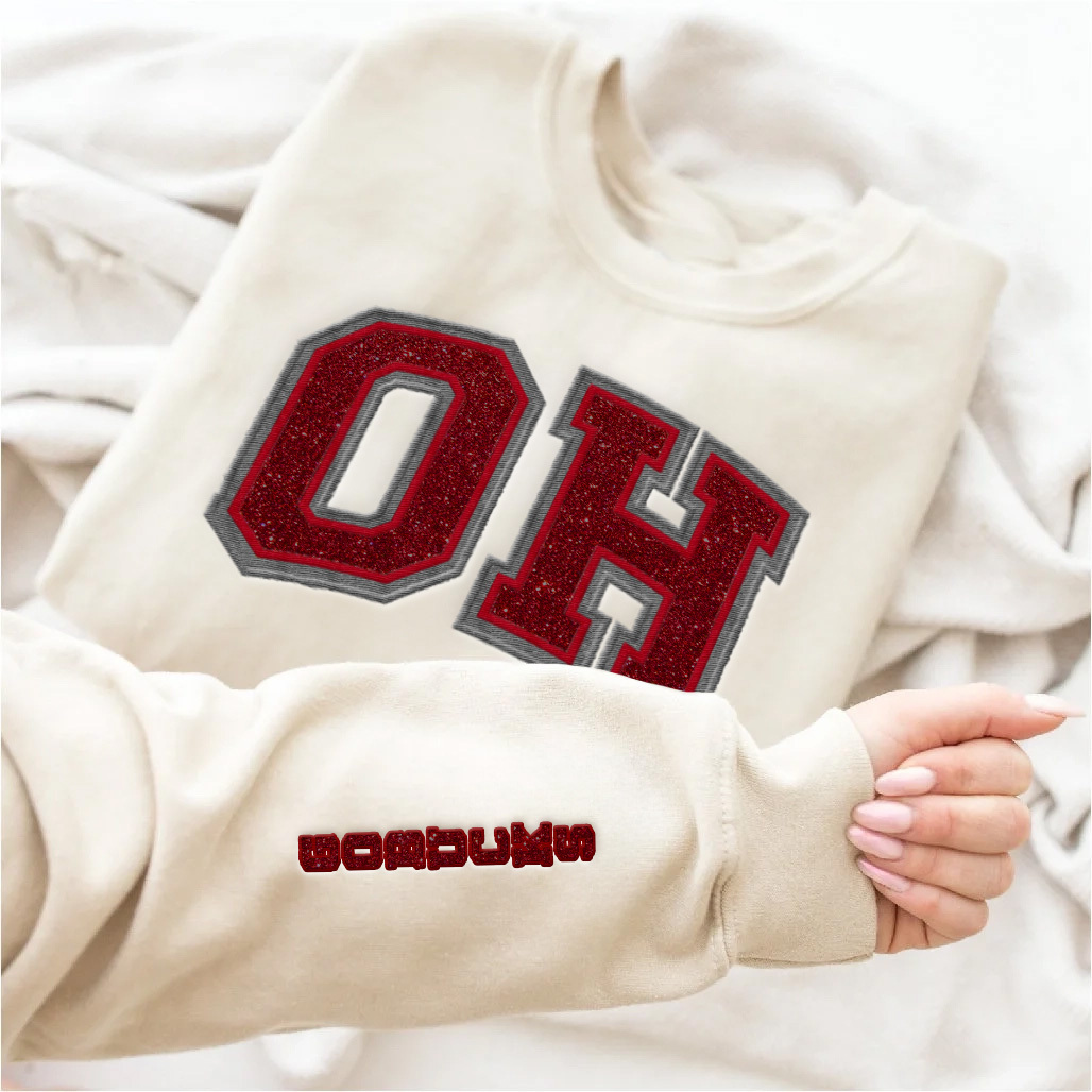 Ohio State Buckeyes football Glitter Embroidered Sweatshirt