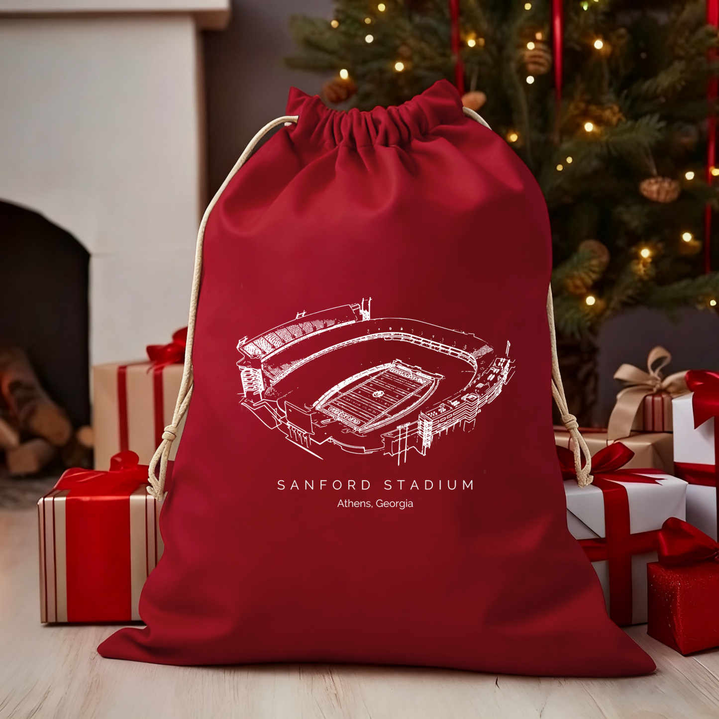 Sanford Stadium Drawstring Gift Bag, Christmas Gift