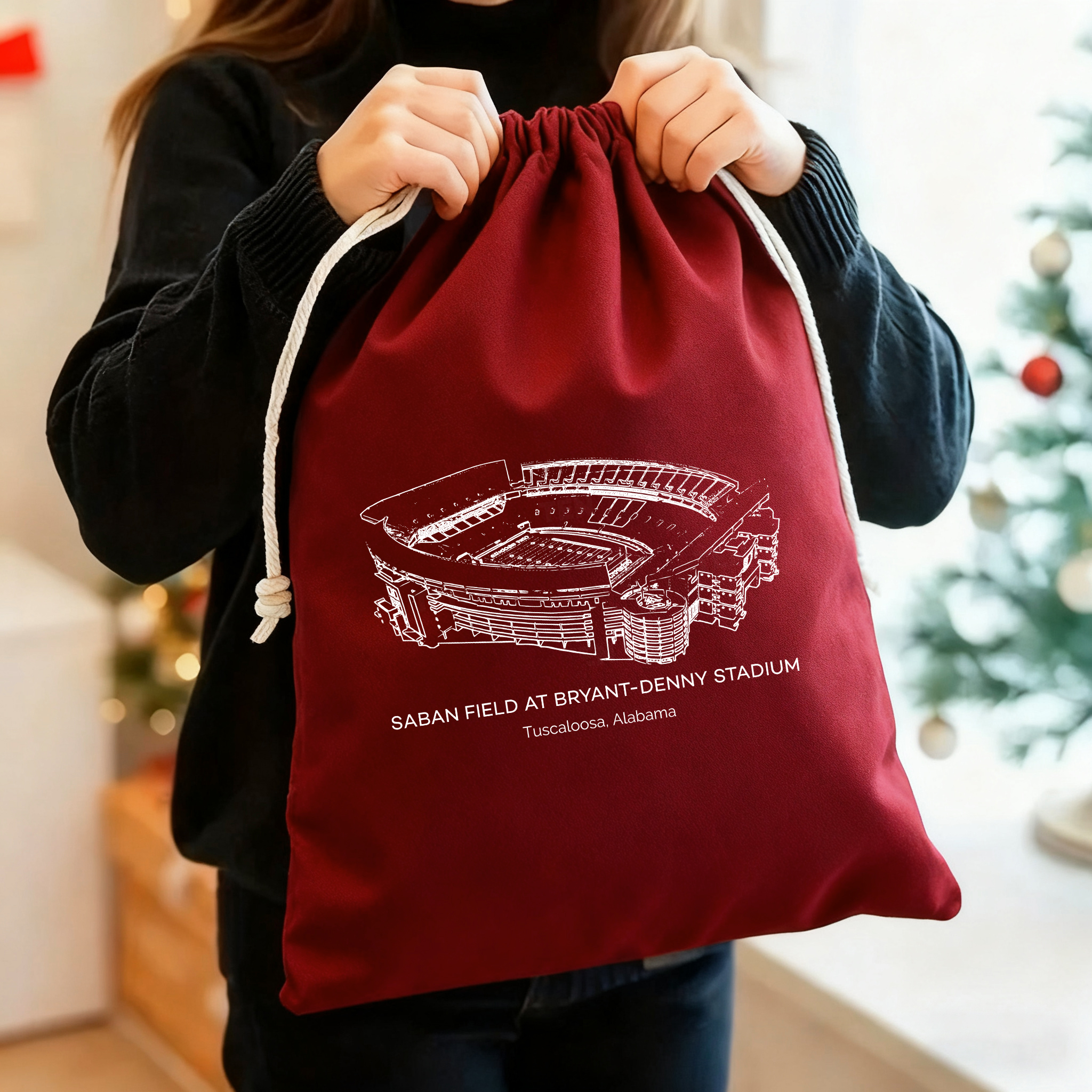 Saban Field at Bryant-Denny Stadium Drawstring Gift Bag, Christmas Gift