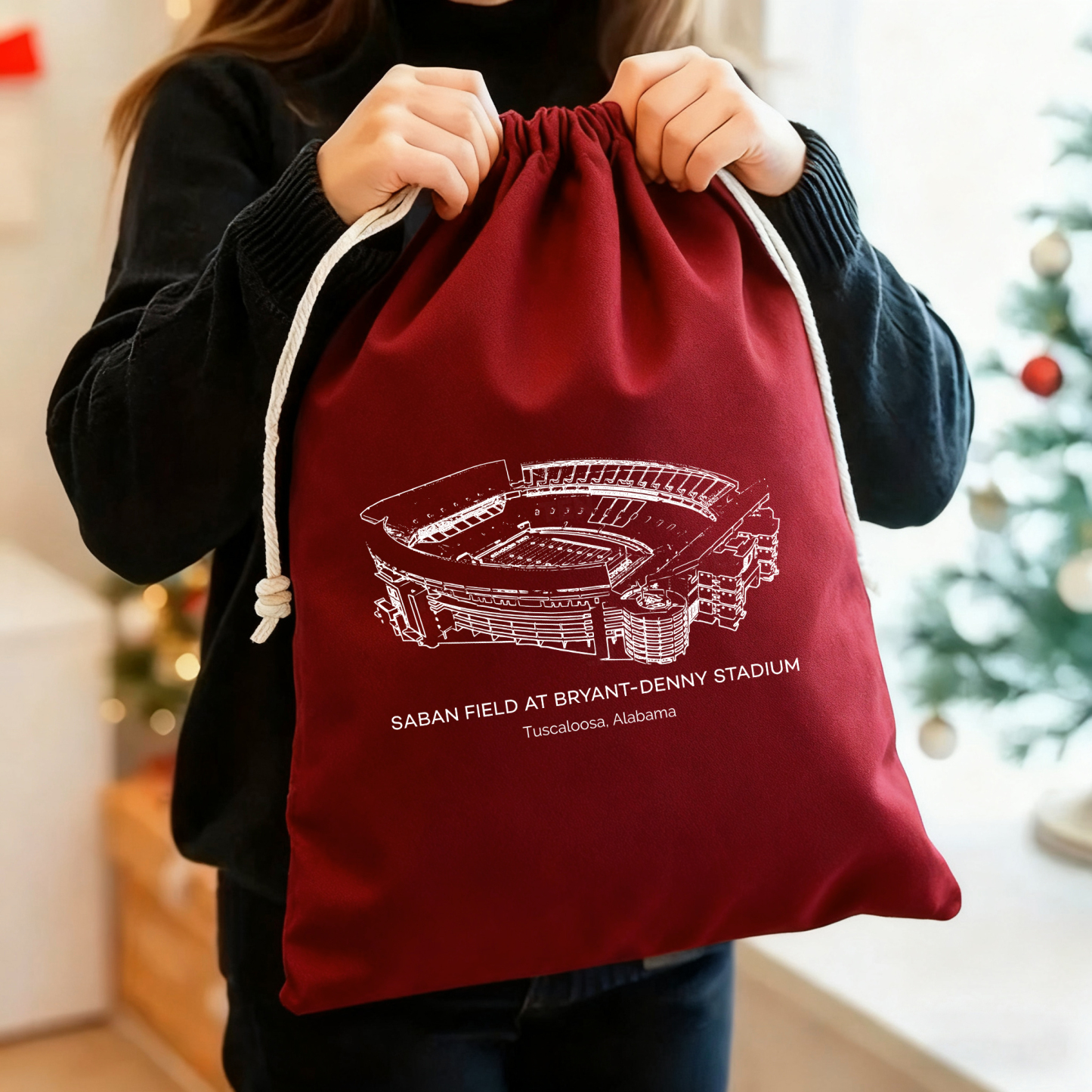 Saban Field at Bryant-Denny Stadium Drawstring Gift Bag, Christmas Gift