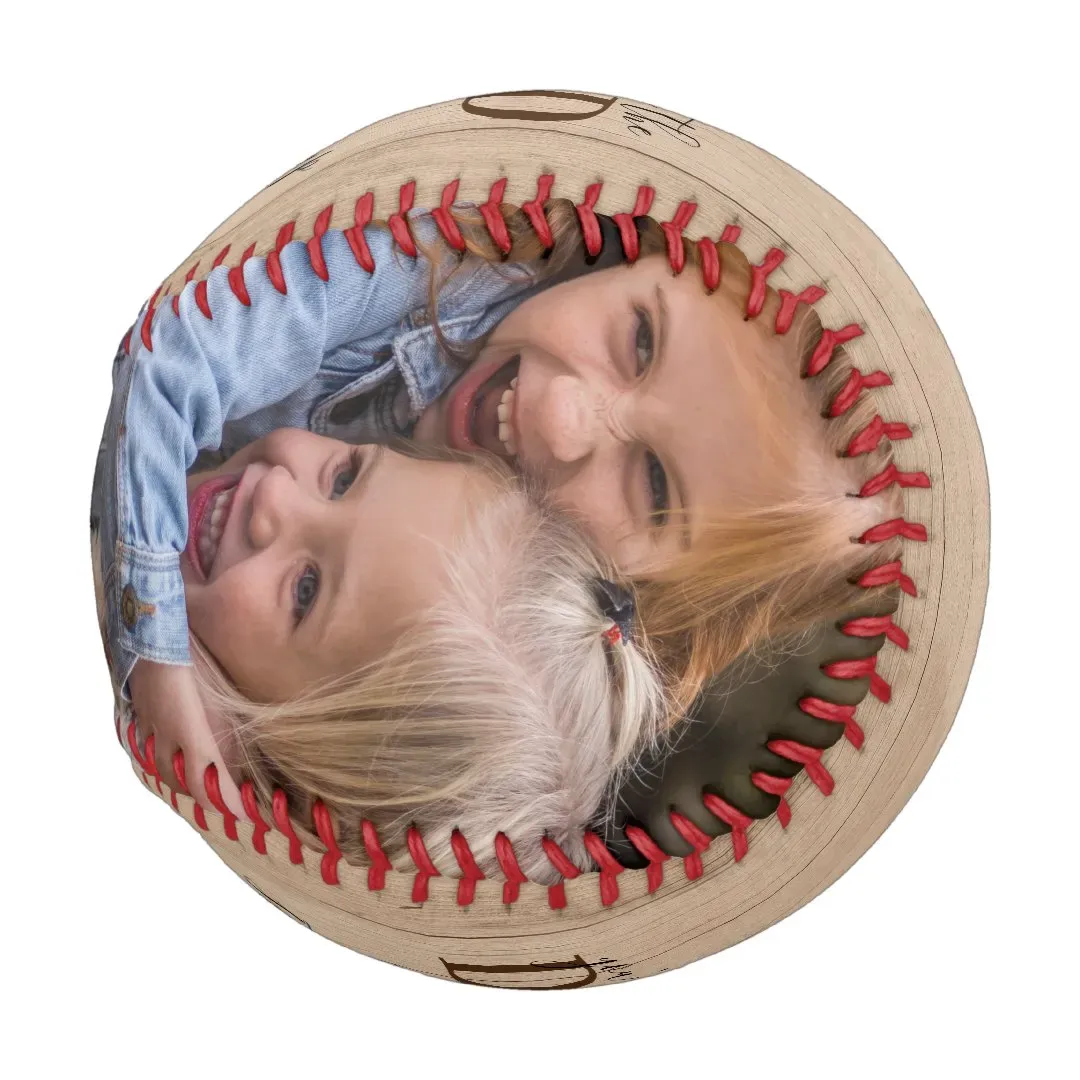 Rustic Stepped Up Dad Father's Day Photo Baseball