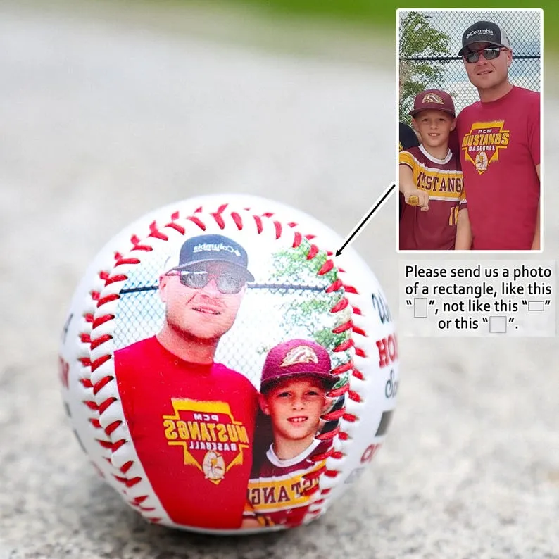 Custom Engraved Baseball With Photo And Text, Fathers Day Baseball Gift