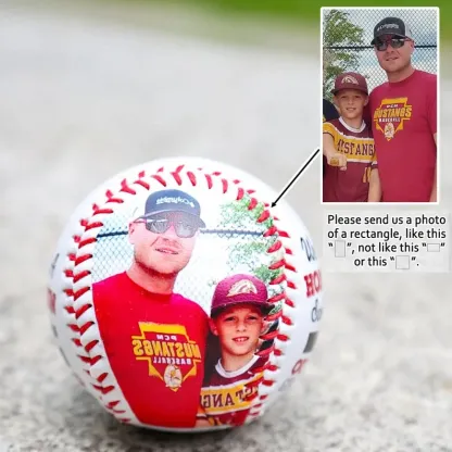 Custom Engraved Baseball With Photo And Text, Fathers Day Baseball Gift