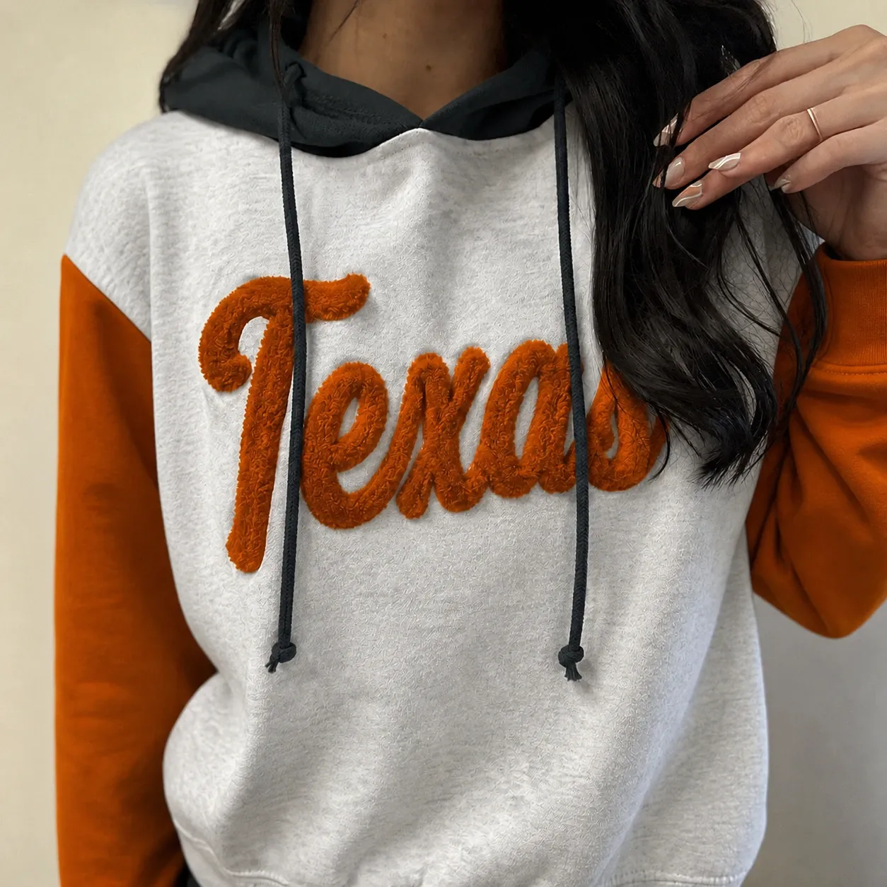 Custom Two Tone Color Block Chenille Letter Embroidered Hoodie - Personalized Gifts for Sports Lovers