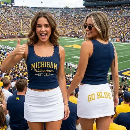 Custom Embroidered Game Day Lace Cami & Skirt Set - Personalized Retro College Mascot Tailgate Outfit