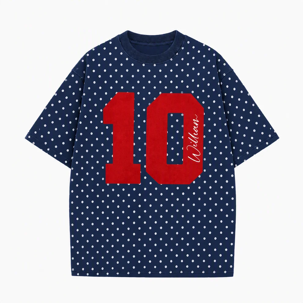 Personalized Player Number Player Name 3D Puff Print Game Day Polka Dot T-shirt, Game Day Wear