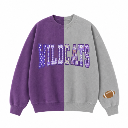 Custom Patchwork Fabric Embroidered Two Tone Sweatshirt For Game Day