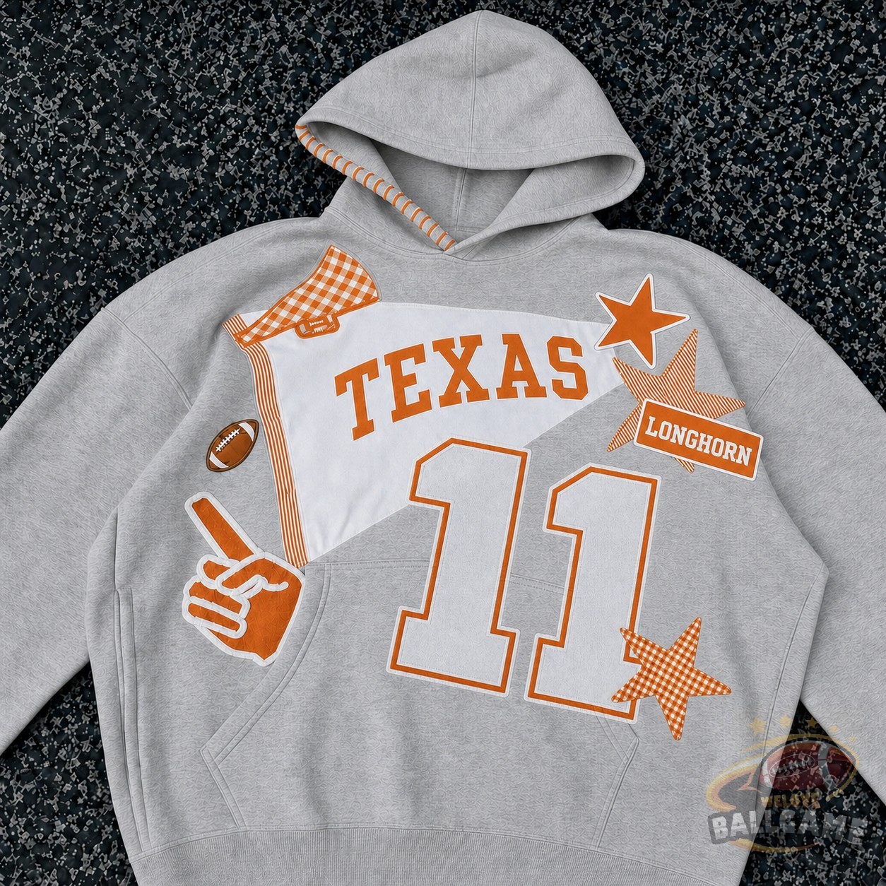 [Copy]Custom Gingham Pennant Patch Hoodie, Personalized Baseball Team Name & Back Number Game Day Pullover