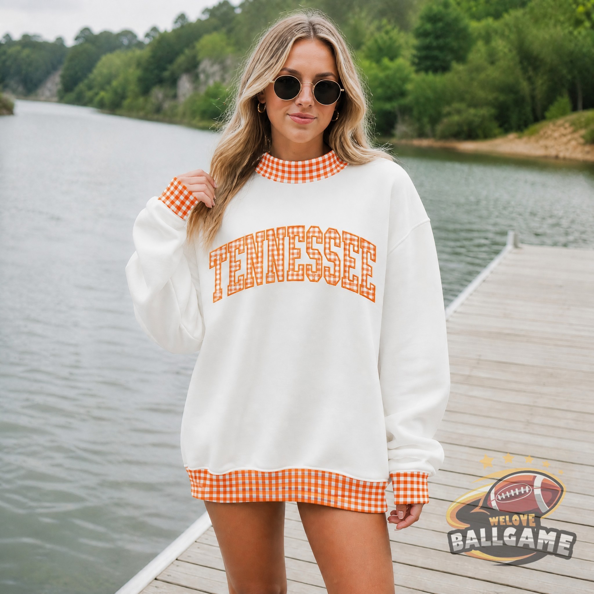 Custom Tennessee Patchwork Fabric College Team Embroidered Mockneck