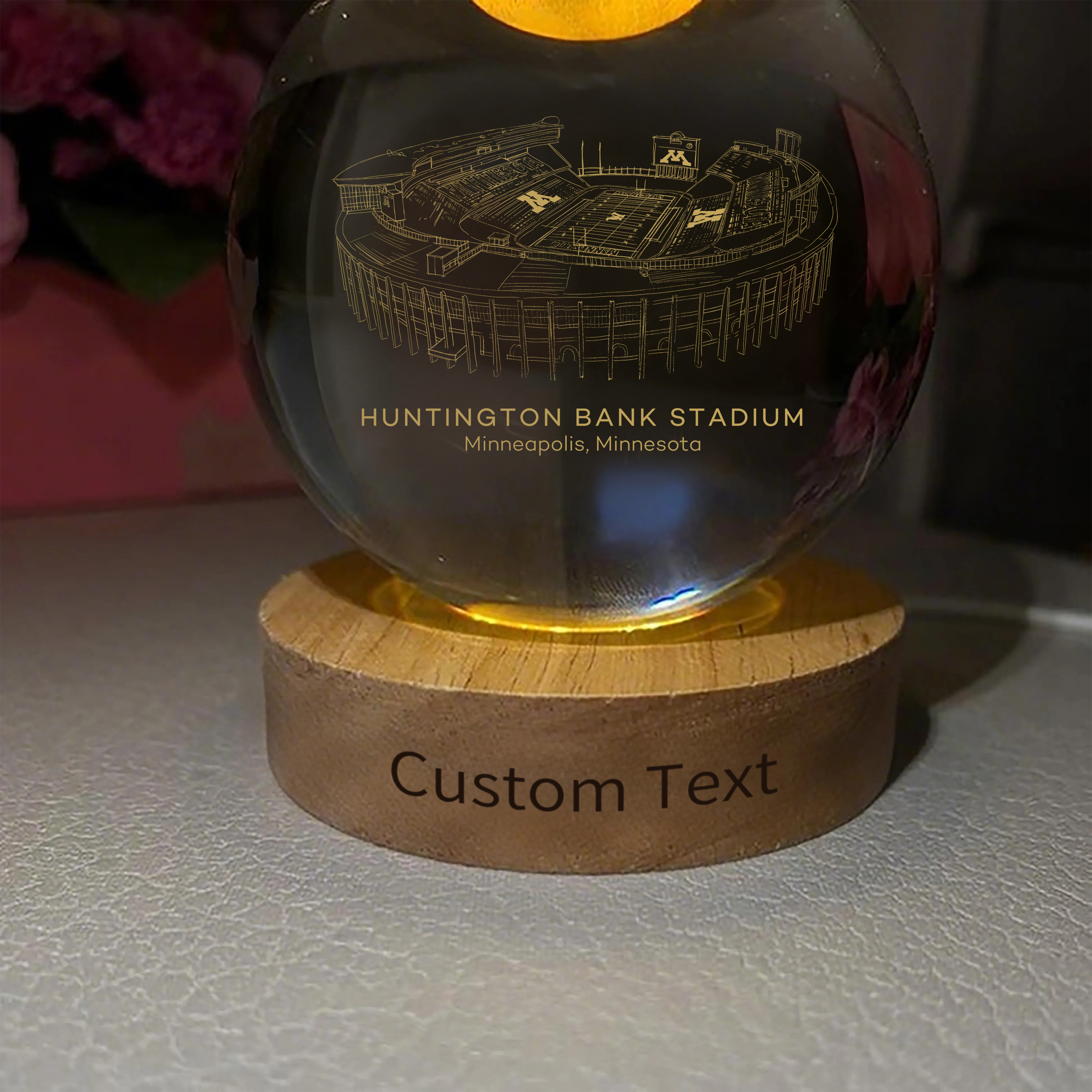 Huntington Bank Stadium 3D Spherical Crystal Ball Lamp