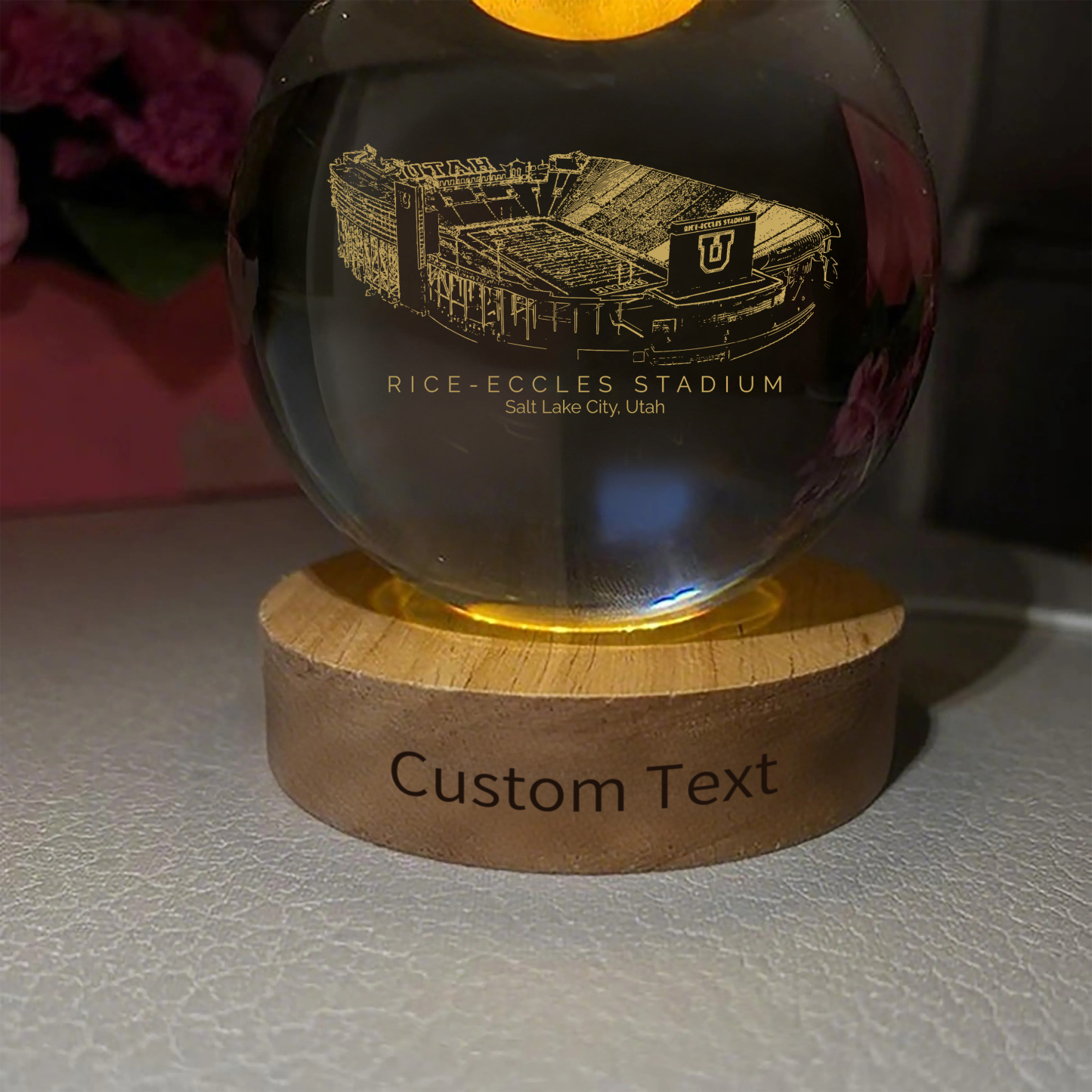 Rice-Eccles Stadium 3D Spherical Crystal Ball Lamp