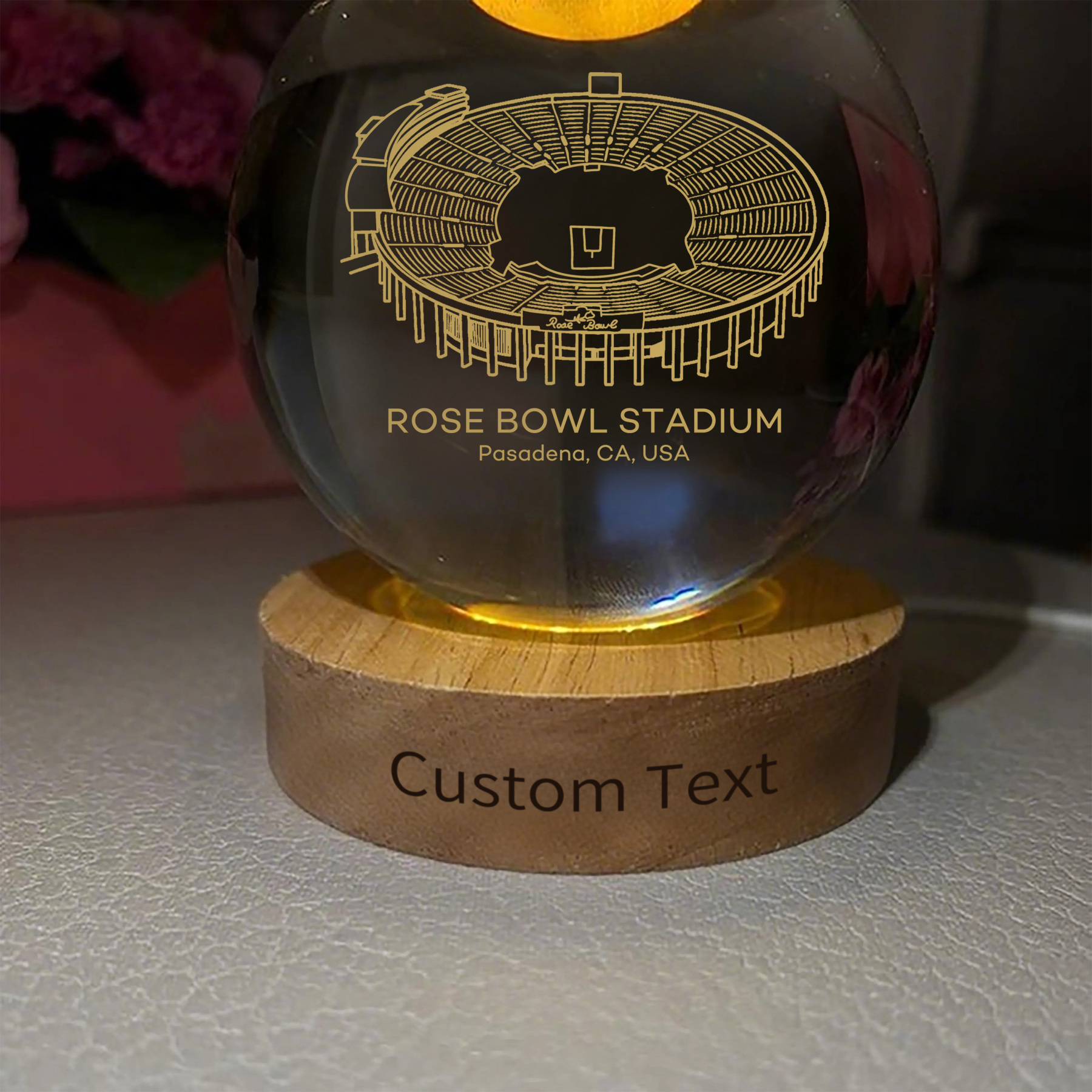 Rose Bowl Stadium 3D Spherical Crystal Ball Lamp
