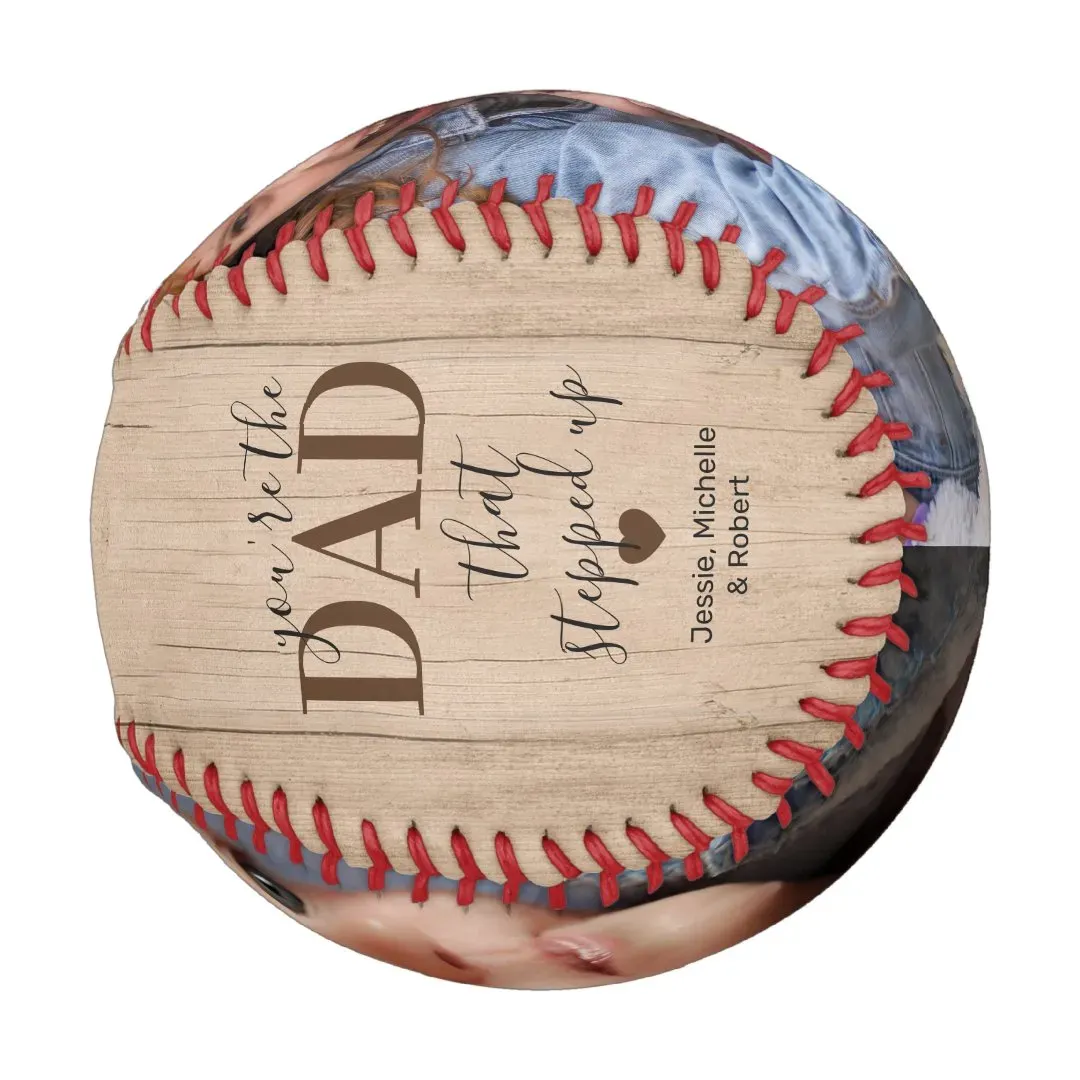 Rustic Stepped Up Dad Father's Day Photo Baseball