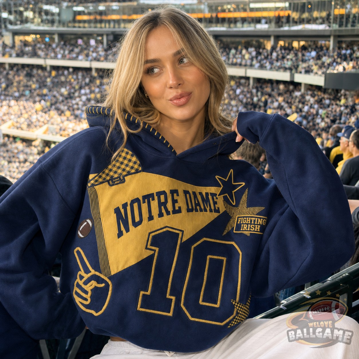 [Copy]Custom Gingham Pennant Patch Hoodie, Personalized Baseball Team Name & Back Number Game Day Pullover