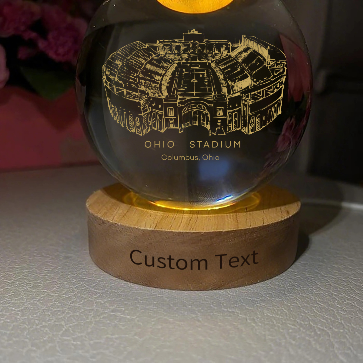 Ohio Stadium 3D Spherical Crystal Ball Lamp