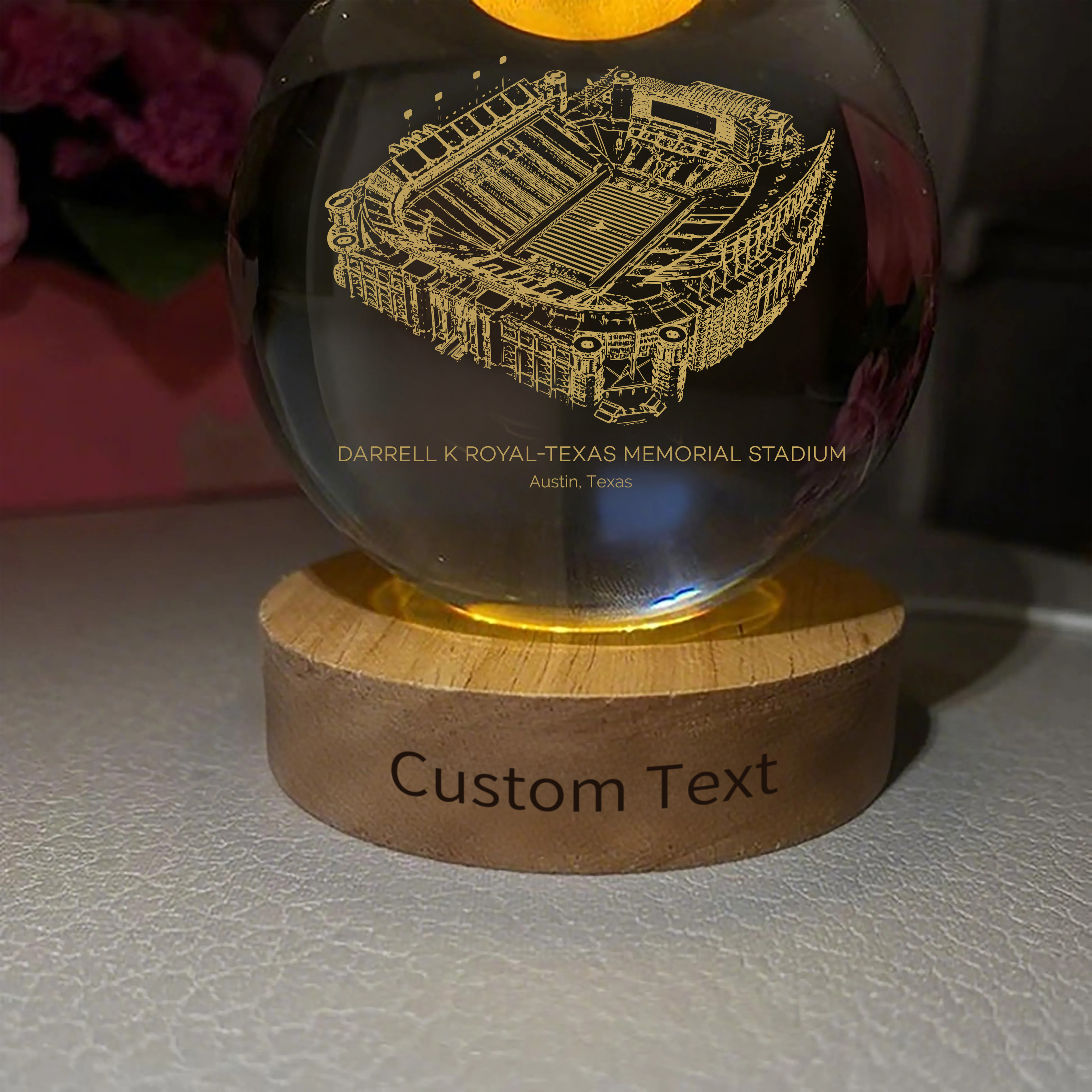 Darrell K Royal-Texas Memorial Stadium 3D Spherical Crystal Ball Lamp
