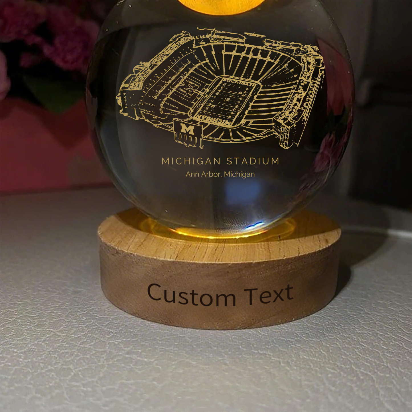 Michigan Stadium 3D Spherical Crystal Ball Lamp