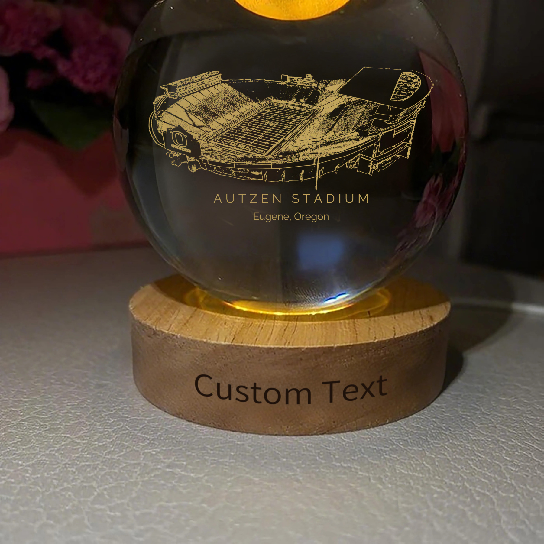 Autzen Stadium 3D Spherical Crystal Ball Lamp