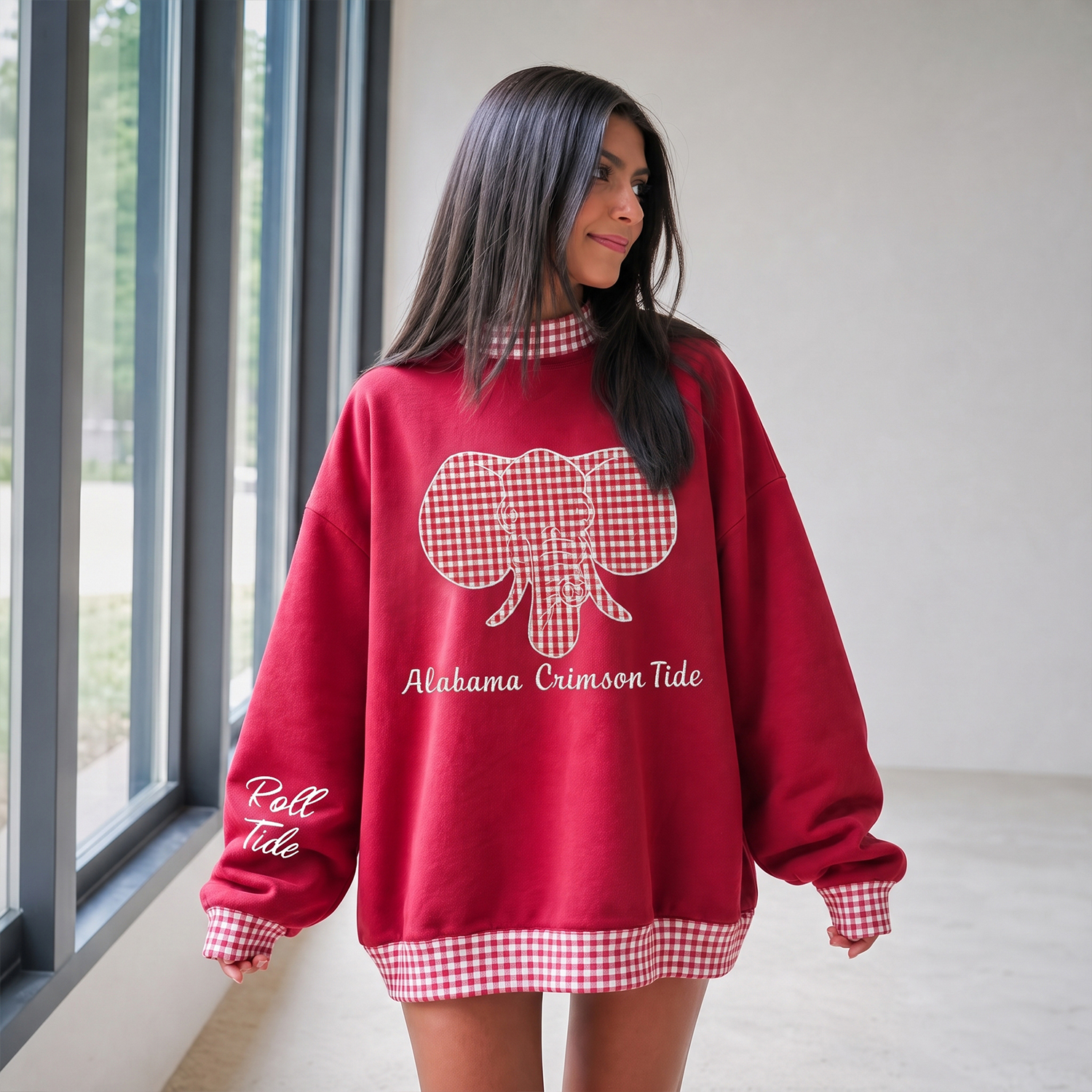 Custom Mascot Applique Fabric College Team Embroidered Mockneck