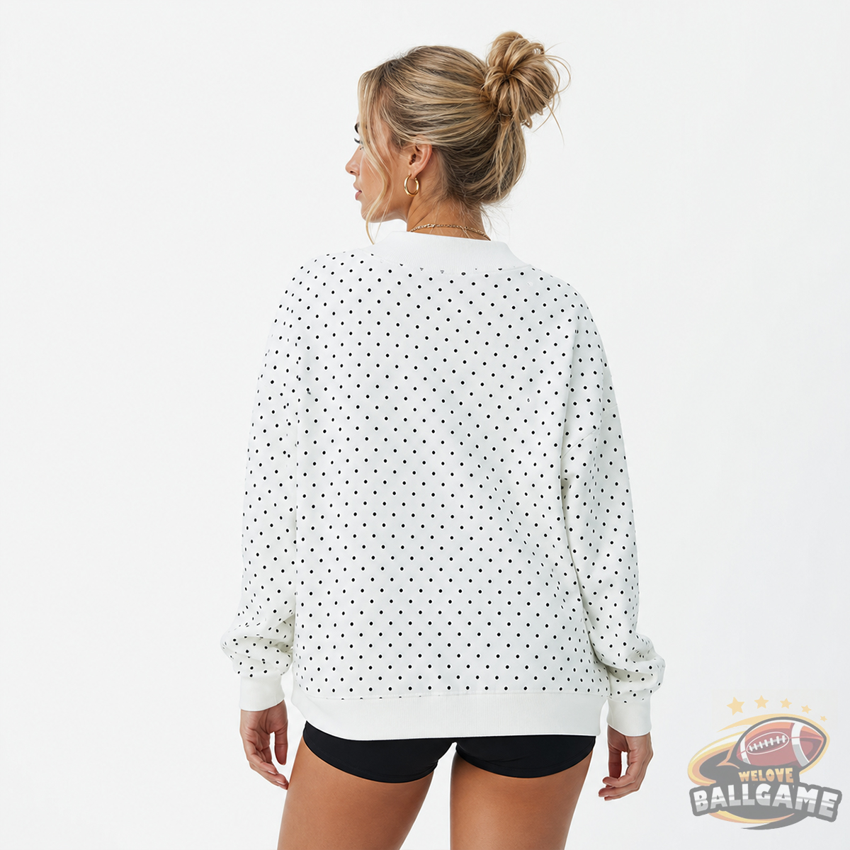 Custom College Team Polka Dot Embroidered Mockneck, Game Day Wear