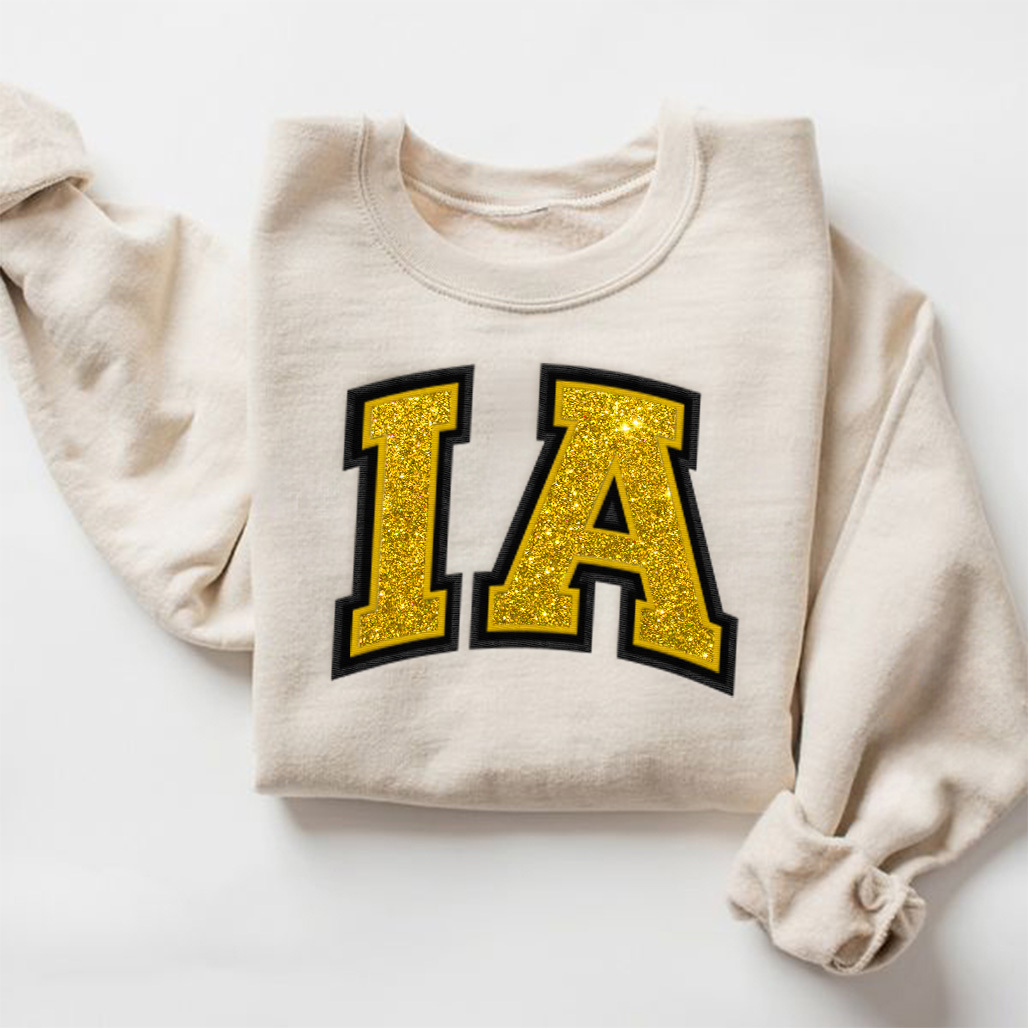 Iowa Hawkeyes football Glitter Embroidered Sweatshirt