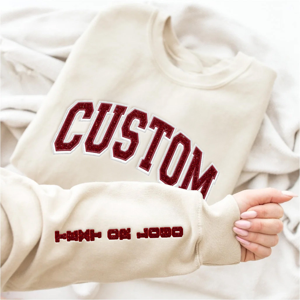 Custom Team Glitter Embroidered Sweatshirt Hoodie T-shirt
