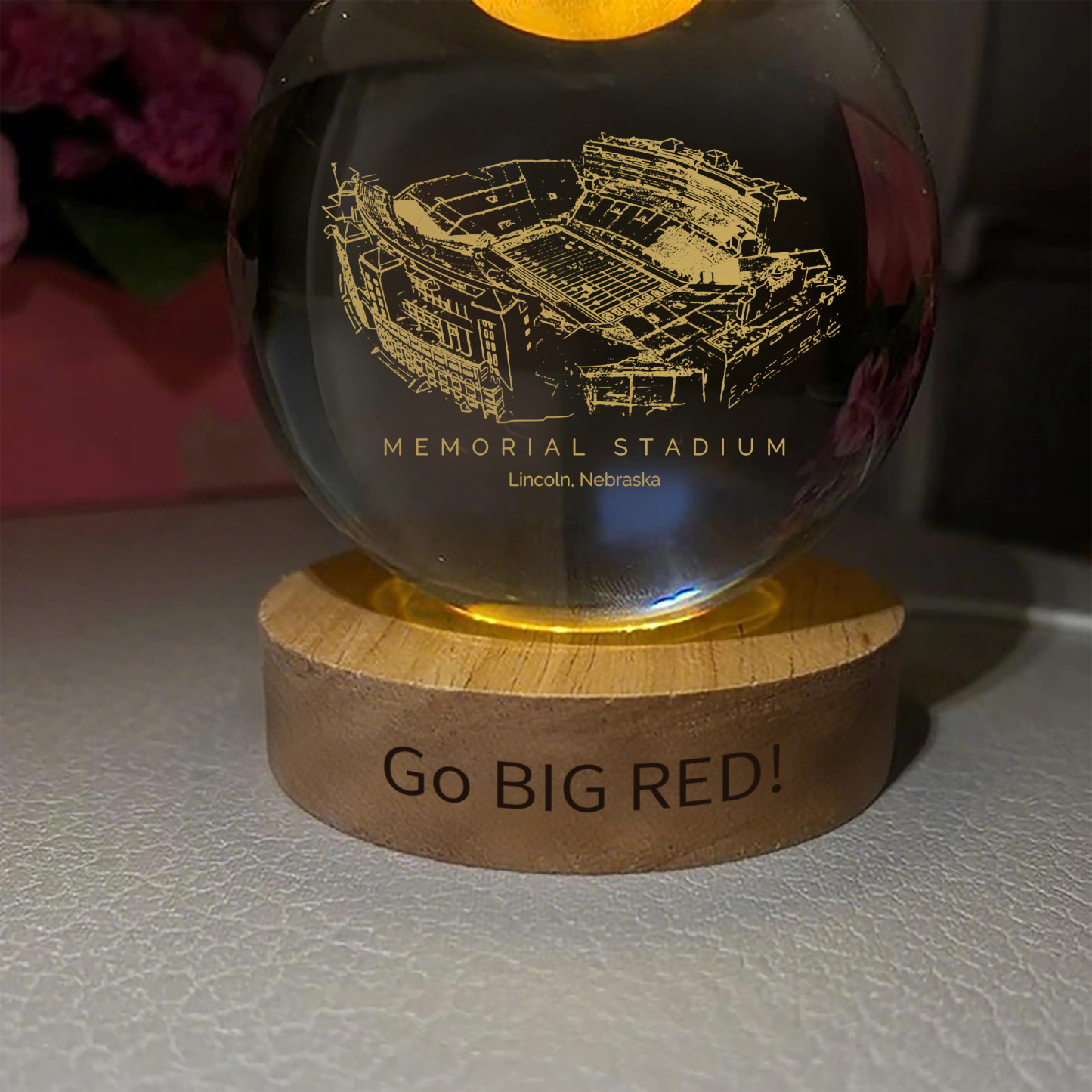 Memorial Stadium (Lincoln) 3D Spherical Crystal Ball Lamp